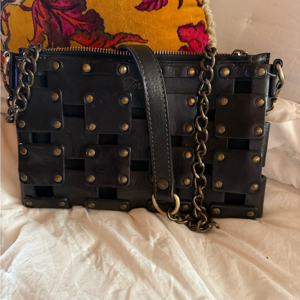 Black Studded Chain Shoulder Bag